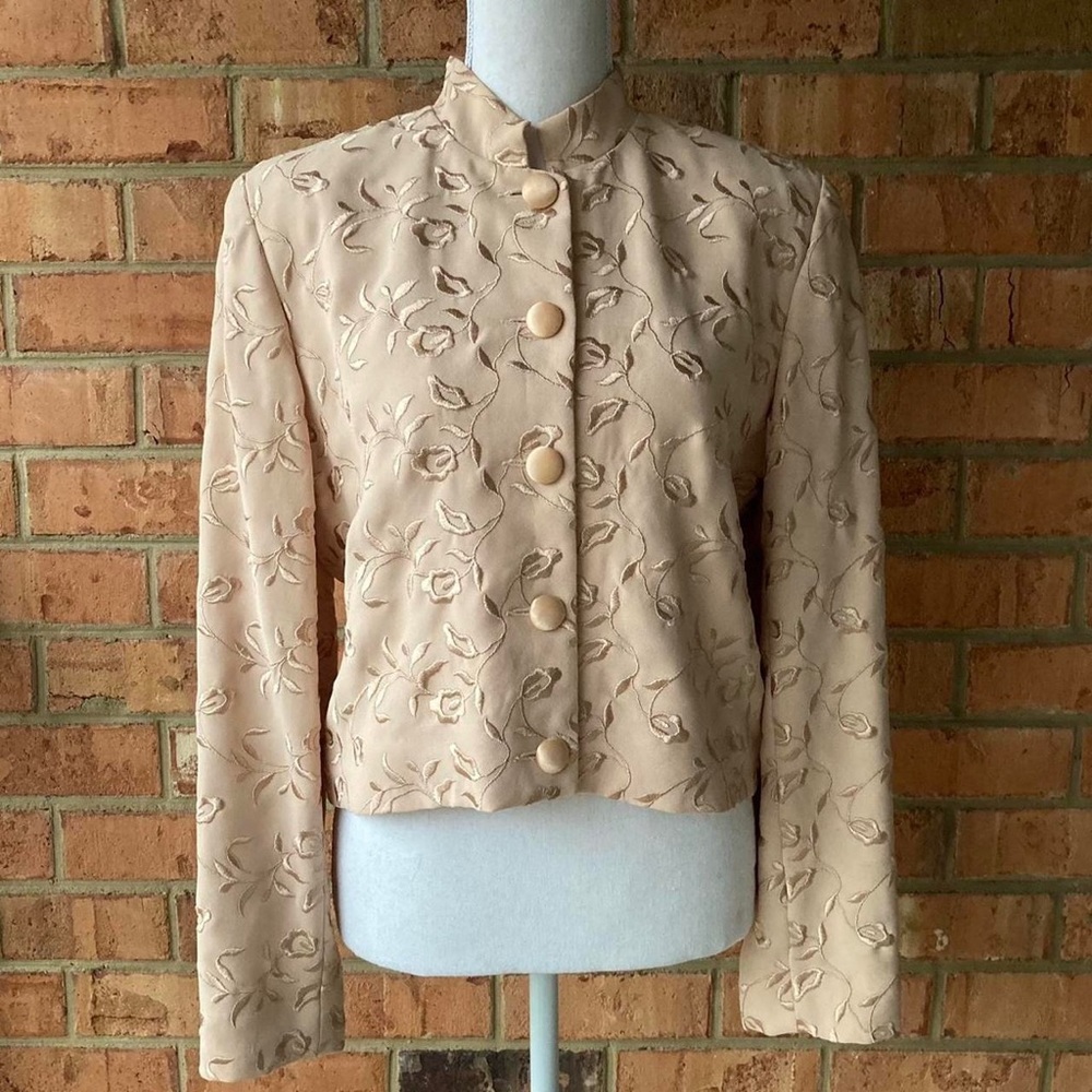 vintage 80s nicole miller cropped silk jacket size M
